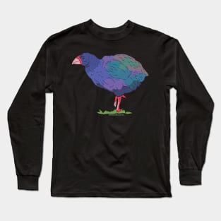 Hand Drawn New Zealand Takahe Bird Long Sleeve T-Shirt